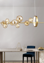 Linowa seria żyrandoli Modo Bubbles Ambre Gold Long